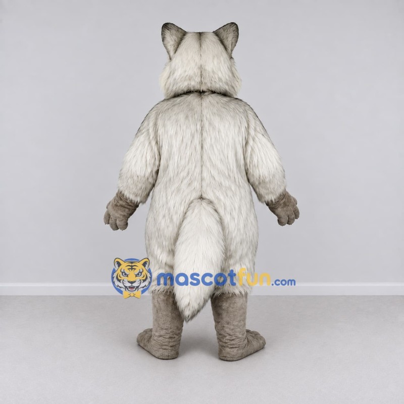 Custom Gray and White Fox Mascot Costume Adult Full Body Suit for Wildlife Events Custom Gray and White Fox Mascot Costume Adult Full Body Suit for Wildlife Events