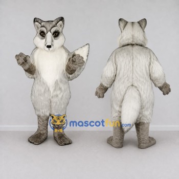 Custom Gray and White Fox Mascot Costume Adult Full Body Suit for Wildlife Events