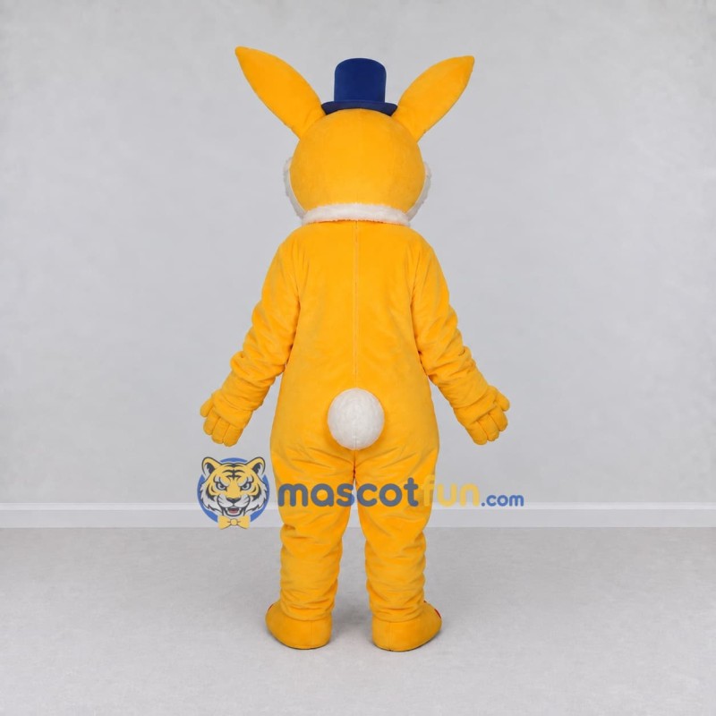 Custom Yellow and Blue Rabbit in Top Hat Mascot Costume Adult Full Body Suit for Easter Events Custom Yellow and Blue Rabbit in Top Hat Mascot Costume Adult Full Body Suit for Easter Events