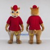 Custom Tan and Red Hamster in Cap and T Shirt Mascot Costume Adult Full Body Suit for School Events