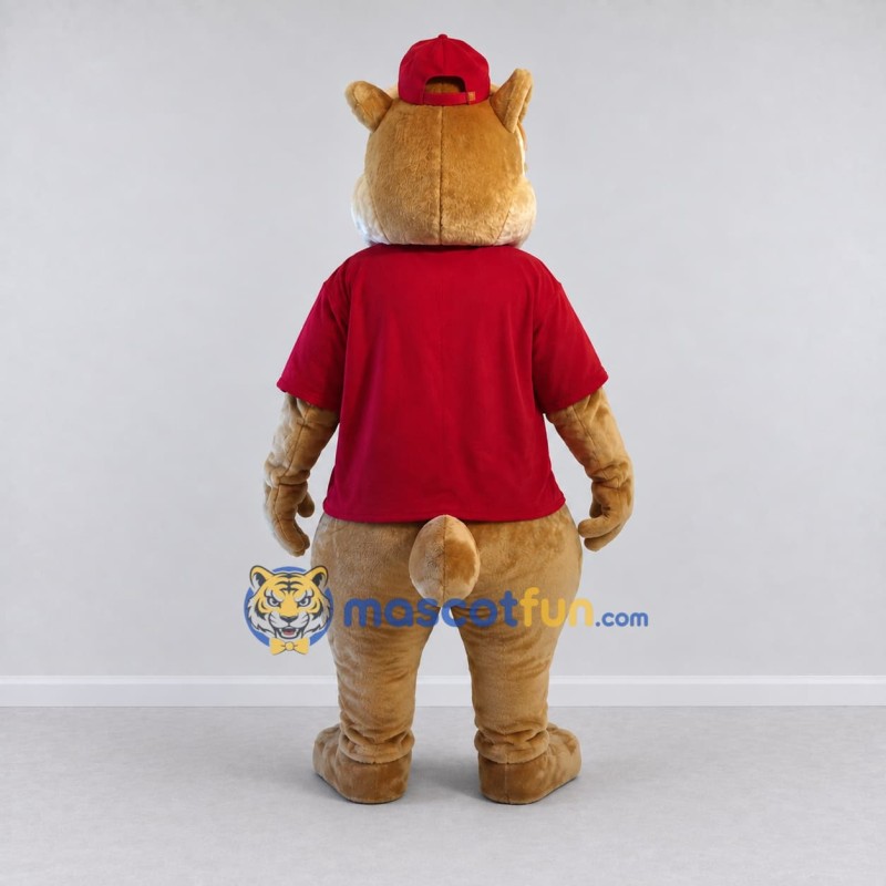 Custom Tan and Red Hamster in Cap and T Shirt Mascot Costume Adult Full Body Suit for School Events