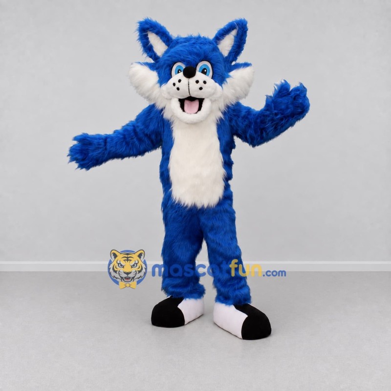 Custom Blue and White Fox Mascot Costume Adult Full Body Suit for School Events Custom Blue and White Fox Mascot Costume Adult Full Body Suit for School Events