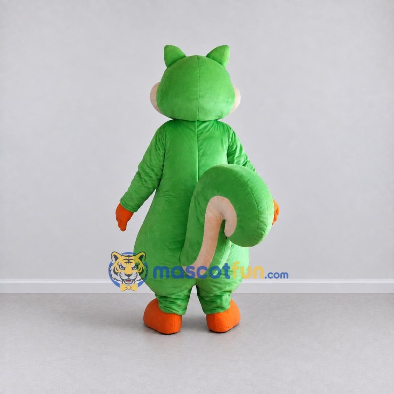 Custom Green and Cream Squirrel Mascot Costume Adult Full Body Suit for School Events Custom Green and Cream Squirrel Mascot Costume Adult Full Body Suit for School Events