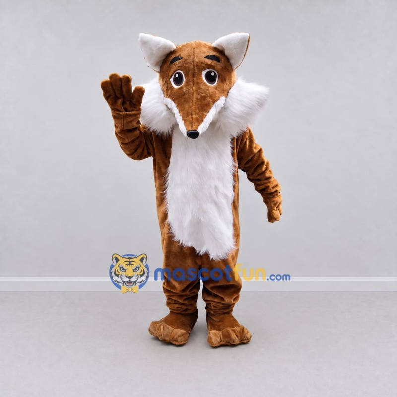 Custom Brown and White Fox Mascot Costume Adult Full Body Suit for Wildlife Events Custom Brown and White Fox Mascot Costume Adult Full Body Suit for Wildlife Events
