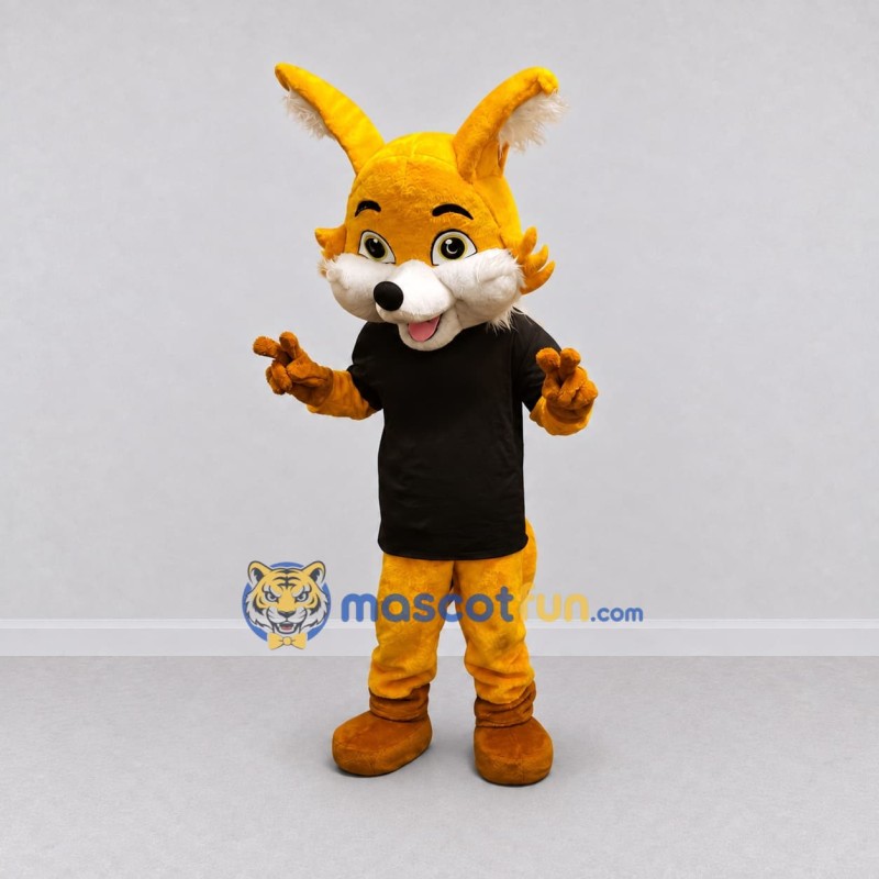 Custom Yellow Orange and Black Fantasy Animal in T Shirt Mascot Costume Adult Full Body Suit for School Events Custom Yellow Orange and Black Fantasy Animal in T Shirt Mascot Costume Adult Full Body Suit for School Events