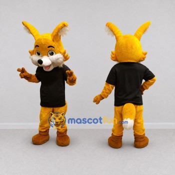 Custom Yellow Orange and Black Fantasy Animal in T Shirt Mascot Costume Adult Full Body Suit for School Events