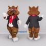 Custom Brown Black and Red Cat in Suit Mascot Costume Adult Full Body Suit for Themed Parties