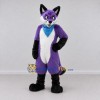 Custom Purple Black and White Fox with Bandana Mascot Costume Adult Full Body Suit for School Events Custom Purple Black and White Fox with Bandana Mascot Costume Adult Full Body Suit for School Events