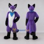 Custom Purple Black and White Fox with Bandana Mascot Costume Adult Full Body Suit for School Events