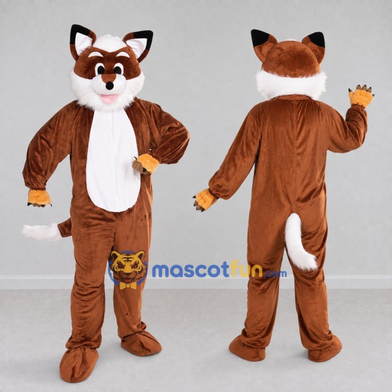 Custom Brown and White Fox Mascot Costume Adult Full Body Suit for Wildlife Events Custom Brown and White Fox Mascot Costume Adult Full Body Suit for Wildlife Events