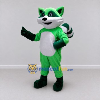 Custom Green and White Raccoon Mascot Costume Adult Full Body Suit for School Events Custom Green and White Raccoon Mascot Costume Adult Full Body Suit for School Events