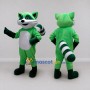 Custom Green and White Raccoon Mascot Costume Adult Full Body Suit for School Events