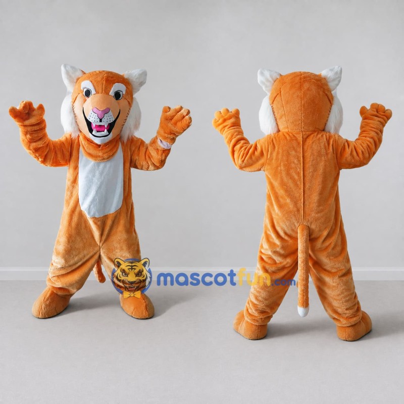 Custom Orange and White Big Cat Mascot Costume Adult Full Body Suit for Wildlife Events Custom Orange and White Big Cat Mascot Costume Adult Full Body Suit for Wildlife Events