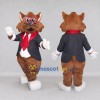 Custom Brown Black and Red Cat in Suit Mascot Costume Adult Full Body Suit for Themed Parties