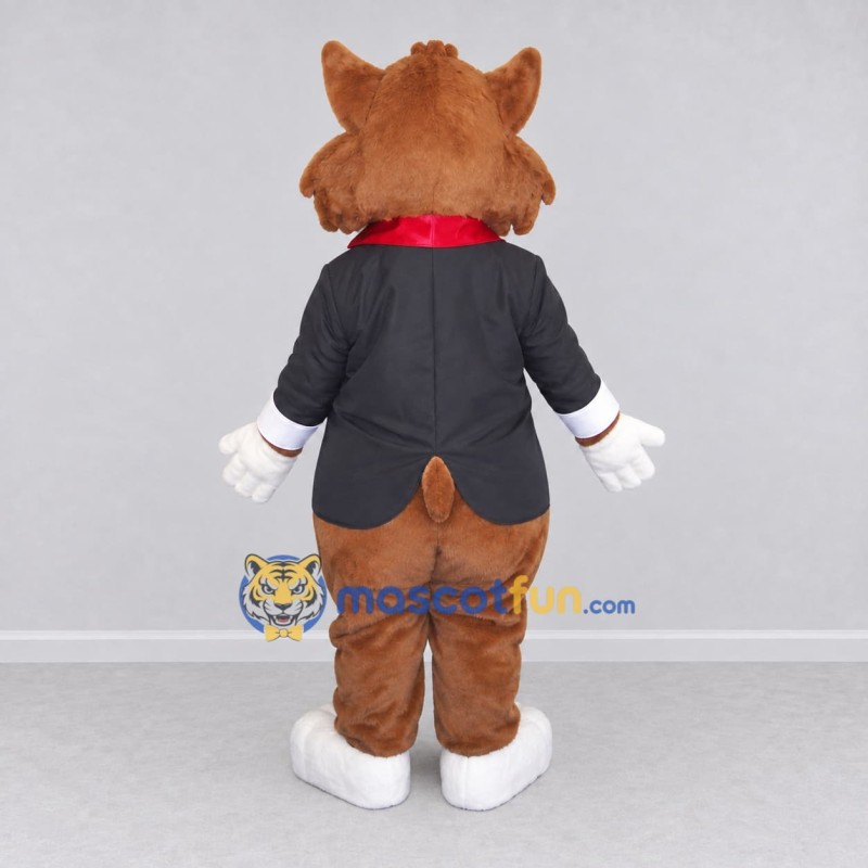 Custom Brown Black and Red Cat in Suit Mascot Costume Adult Full Body Suit for Themed Parties