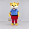 Custom Yellow Blue and Red Tabby Cat in Shirt and Pants Mascot Costume Adult Full Body Suit for School Events Custom Yellow Blue and Red Tabby Cat in Shirt and Pants Mascot Costume Adult Full Body Suit for School Events