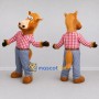 Custom Tan Red and Blue Horse in Plaid Shirt Mascot Costume Adult Full Body Suit for Farm Events