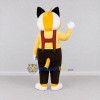 Custom Yellow White and Brown Cat in Suspenders Mascot Costume Adult Full Body Suit for Themed Parties Custom Yellow White and Brown Cat in Suspenders Mascot Costume Adult Full Body Suit for Themed Parties