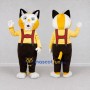 Custom Yellow White and Brown Cat in Suspenders Mascot Costume Adult Full Body Suit for Themed Parties