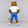 Custom Brown White and Blue Bear in Sportswear Mascot Costume Adult Full Body Suit for Sports Events Custom Brown White and Blue Bear in Sportswear Mascot Costume Adult Full Body Suit for Sports Events