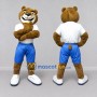 Custom Brown White and Blue Bear in Sportswear Mascot Costume Adult Full Body Suit for Sports Events
