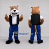 Custom Brown Black and Blue Dog in Vest Mascot Costume Adult Full Body Suit for Themed Parties Custom Brown Black and Blue Dog in Vest Mascot Costume Adult Full Body Suit for Themed Parties