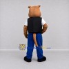 Custom Brown Black and Blue Dog in Vest Mascot Costume Adult Full Body Suit for Themed Parties Custom Brown Black and Blue Dog in Vest Mascot Costume Adult Full Body Suit for Themed Parties