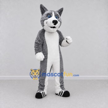 Custom Gray and White Dog Mascot Costume Adult Full Body Suit for Pet Events