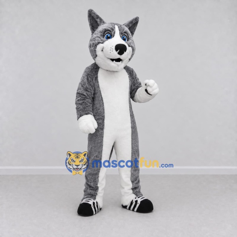 Custom Gray and White Dog Mascot Costume Adult Full Body Suit for Pet Events