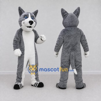 Custom Gray and White Dog Mascot Costume Adult Full Body Suit for Pet Events