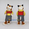 Custom White Yellow and Gray Cat in Suspenders Mascot Costume Adult Full Body Suit for Themed Parties Custom White Yellow and Gray Cat in Suspenders Mascot Costume Adult Full Body Suit for Themed Parties