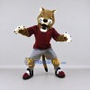 Custom Tan Maroon and Gray Big Cat in Sportswear Mascot Costume Adult Full Body Suit for Sports Events Custom Tan Maroon and Gray Big Cat in Sportswear Mascot Costume Adult Full Body Suit for Sports Events