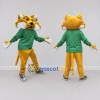 Custom Yellow and Green Spotted Cat in Shirt Mascot Costume Adult Full Body Suit for School Events Custom Yellow and Green Spotted Cat in Shirt Mascot Costume Adult Full Body Suit for School Events