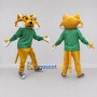 Custom Yellow and Green Spotted Cat in Shirt Mascot Costume Adult Full Body Suit for School Events