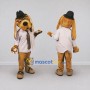 Custom Tan and Gray Dog in Shirt and Tie Mascot Costume Adult Full Body Suit for Themed Parties