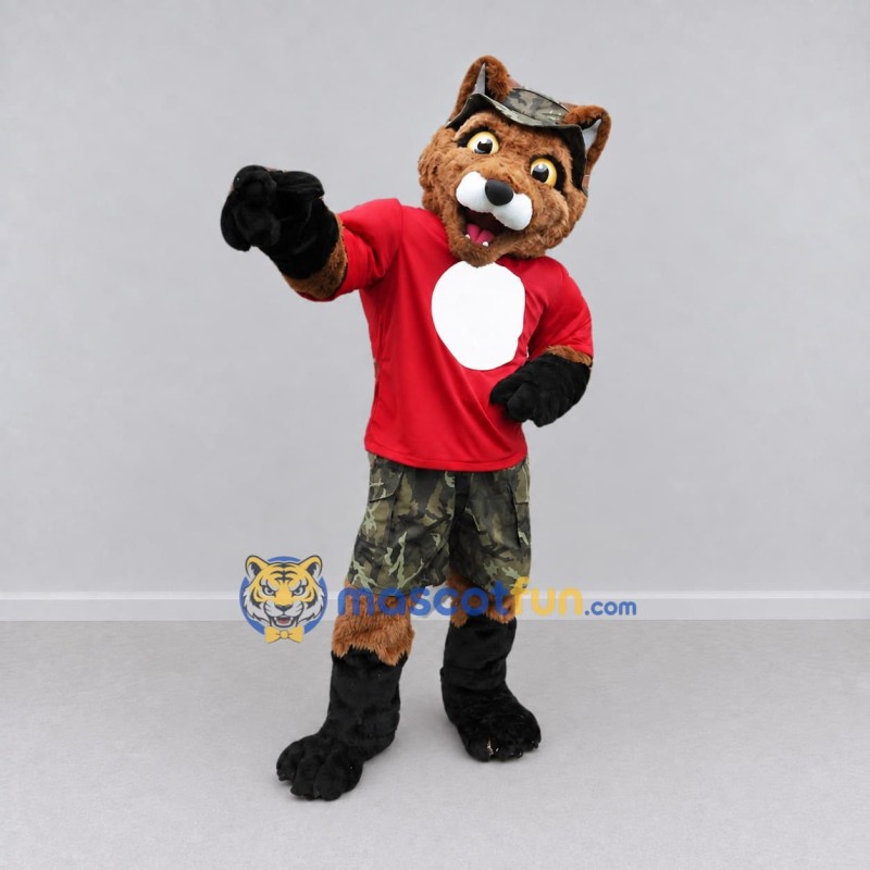 Custom Brown and Red Fox in T Shirt Mascot Costume Adult Full Body Suit for School Events Custom Brown and Red Fox in T Shirt Mascot Costume Adult Full Body Suit for School Events