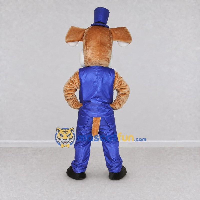 Custom Tan and Blue Dog in Tuxedo Mascot Costume Adult Full Body Suit for Themed Parties