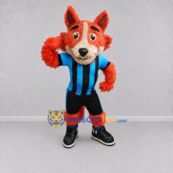 Custom Orange Blue and Black Fox in Sportswear Mascot Costume Adult Full Body Suit for Sports Events