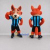 Custom Orange Blue and Black Fox in Sportswear Mascot Costume Adult Full Body Suit for Sports Events Custom Orange Blue and Black Fox in Sportswear Mascot Costume Adult Full Body Suit for Sports Events