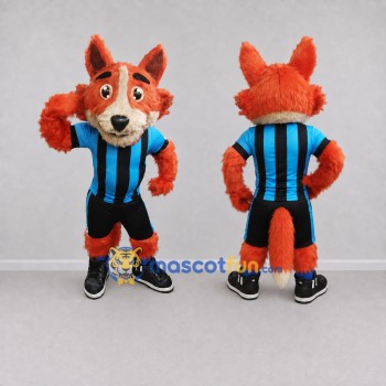 Custom Orange Blue and Black Fox in Sportswear Mascot Costume Adult Full Body Suit for Sports Events