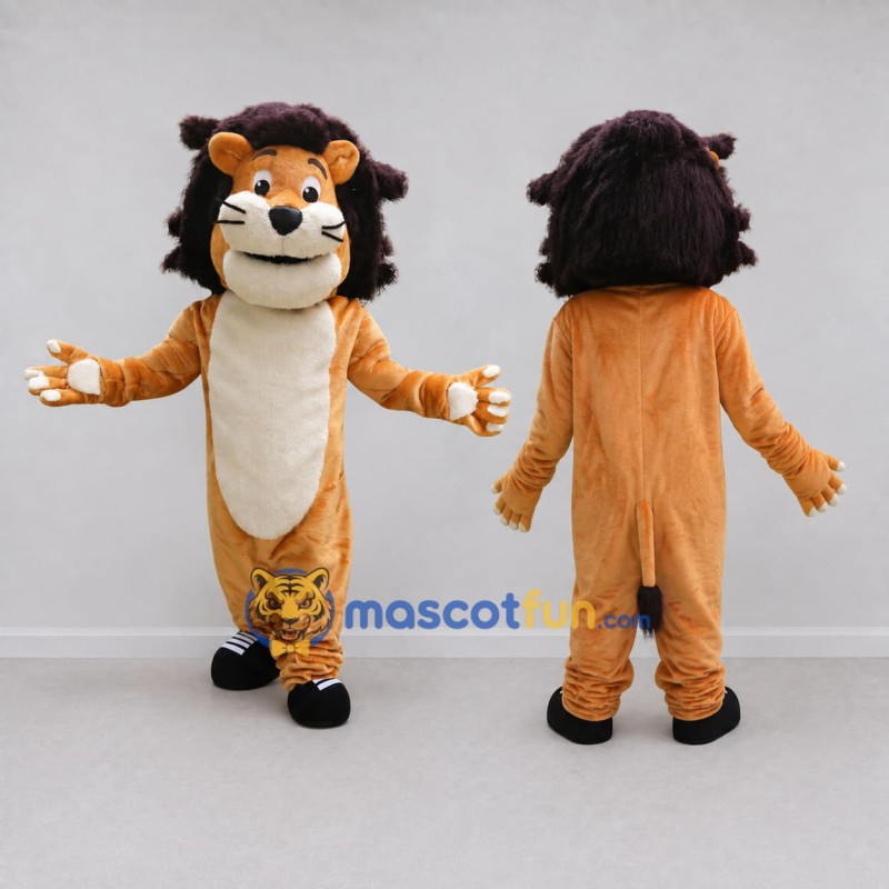 Custom Tan and Dark Brown Lion Mascot Costume Adult Full Body Suit for Wildlife Events