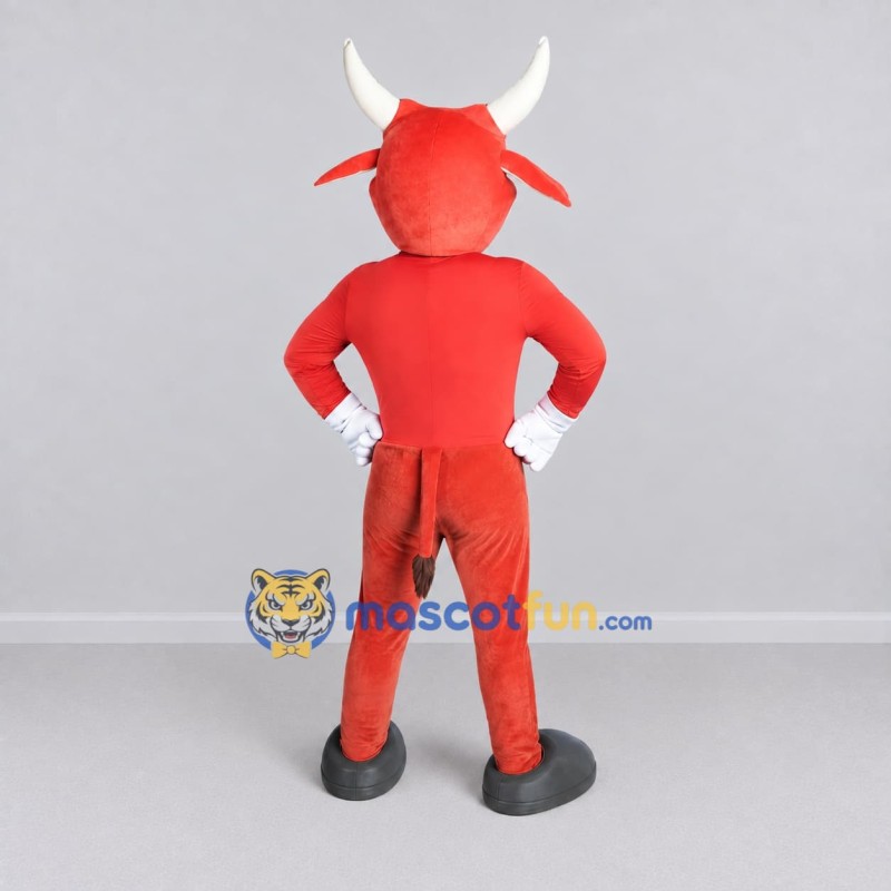 Custom Red and White Bull Mascot Costume Adult Full Body Suit for School Events Custom Red and White Bull Mascot Costume Adult Full Body Suit for School Events
