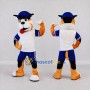 Custom Tan White and Blue Dog in Sportswear Mascot Costume Adult Full Body Suit for Sports Events