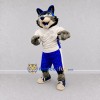 Custom Gray Blue and White Wolf in Sportswear Mascot Costume Adult Full Body Suit for Sports Events Custom Gray Blue and White Wolf in Sportswear Mascot Costume Adult Full Body Suit for Sports Events
