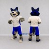 Custom Gray Blue and White Wolf in Sportswear Mascot Costume Adult Full Body Suit for Sports Events Custom Gray Blue and White Wolf in Sportswear Mascot Costume Adult Full Body Suit for Sports Events