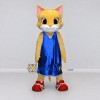 Custom Yellow and Blue Cat in Sportswear Mascot Costume Adult Full Body Suit for Sports Events Custom Yellow and Blue Cat in Sportswear Mascot Costume Adult Full Body Suit for Sports Events