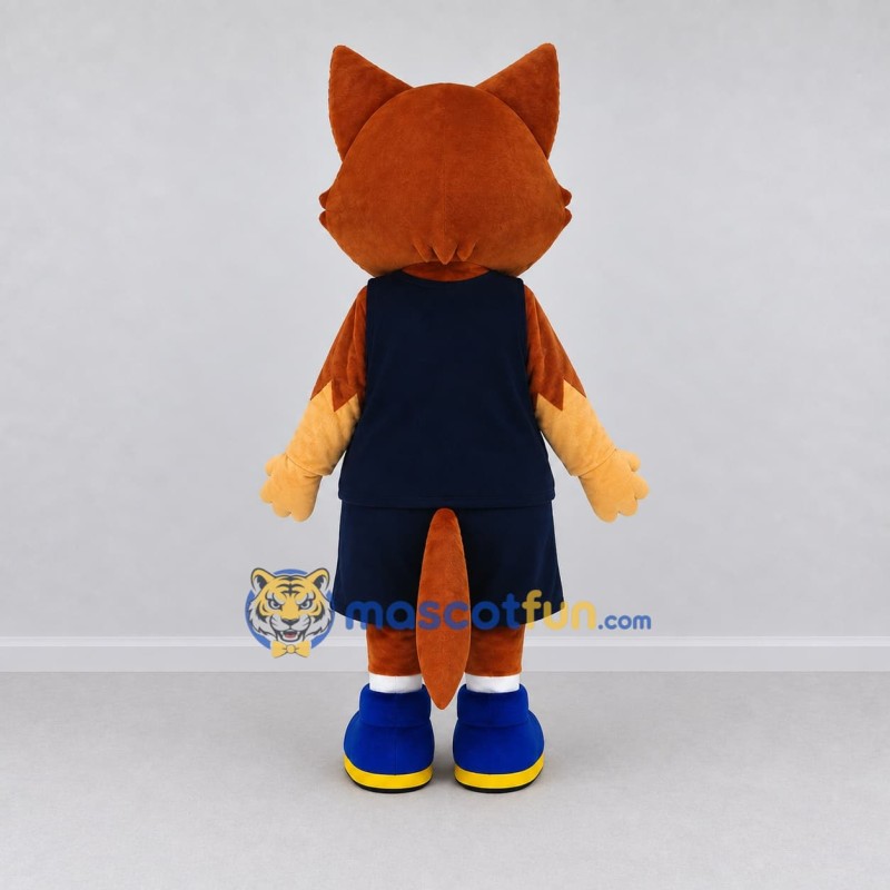 Custom Orange and Navy Blue Fox in Sportswear Mascot Costume Adult Full Body Suit for Sports Events Custom Orange and Navy Blue Fox in Sportswear Mascot Costume Adult Full Body Suit for Sports Events