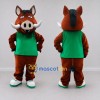 Custom Brown and Green Wild Boar in T Shirt Mascot Costume Adult Full Body Suit for School Events Custom Brown and Green Wild Boar in T Shirt Mascot Costume Adult Full Body Suit for School Events