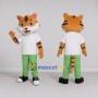Custom Orange White and Green Tiger in Shirt and Pants Mascot Costume Adult Full Body Suit for School Events