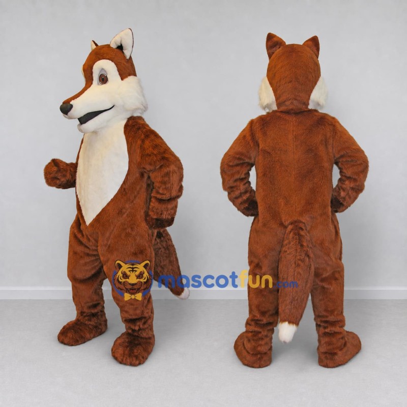 Custom Brown and White Fox Mascot Costume Adult Full Body Suit for Wildlife Events Custom Brown and White Fox Mascot Costume Adult Full Body Suit for Wildlife Events